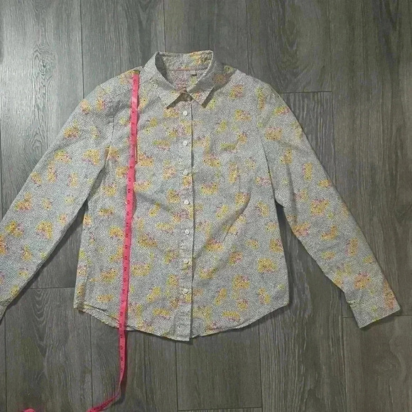 Boden 100% Cotton Polka Dot Floral Button Down Top Size 4R - Picture 8 of 8